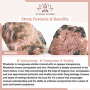 Buddha Stones Natural Rhodonite Love Heart Healing Bracelet Bracelet BS 6