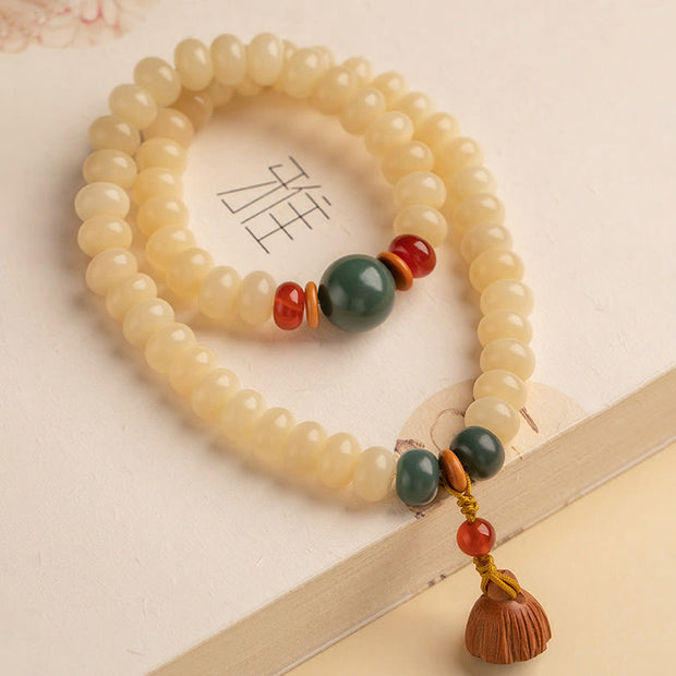 Buddha Stones Bodhi Seed Lotus Pod Charm Peace Double Wrap Bracelet Bracelet BS 11