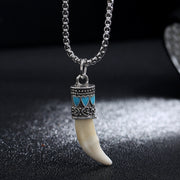 Buddha Stones Imitation Wolf Tooth Titanium Steel Balance Necklace Pendant Necklaces & Pendants BS Love&Imitation Wolf Tooth