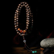 Buddha Stones 108 Mala Beads Vietnam Hoi An Agarwood Red Agate Peace Strength Bracelet