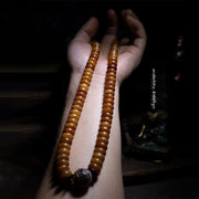 Buddha Stones Tibet 108 Mala Beads Yak Bone Three-eyed Dzi Bead Keep Away Evil Spirits Bracelet Mala Bracelet BS 10