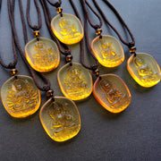 Buddha Stones Chinese Zodiac Natal Buddha Blessing Liuli Crystal Compassion Necklace Pendant Necklaces & Pendants BS 8