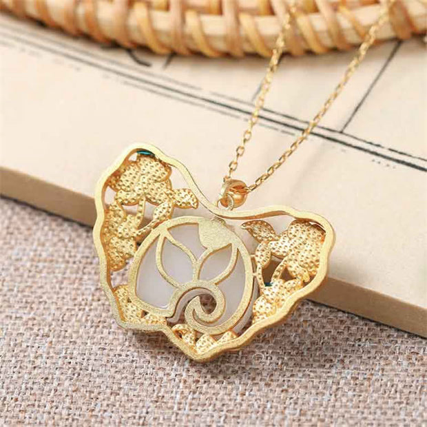 Buddha Stones White Jade Elephant Butterfly Lotus Success Necklace Chain Pendant Necklaces & Pendants BS 4
