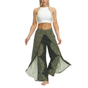 Buddha Stones Boho Pants Wide Leg Pants with Slits Sports Fitness Dance Women's Yoga Pants