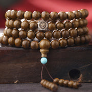 Buddha Stones 108 Mala Beads 999 Gold Brunei Agarwood Heart Sutra Amber Red Agate Strength Meditation Bracelet (Extra 30% Off | USE CODE: FS30)