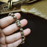 Buddha Stones Tibetan Om Mani Padme Hum Carved Copper Brass Amulet Focus Bracelet