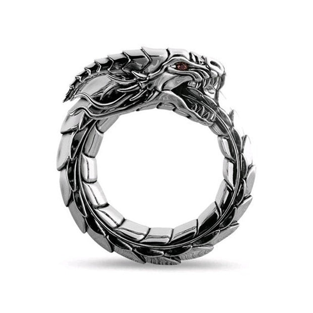 Buddha Stones Nordic Mythical Giant Dragon Nicolus Style Protection Ring Ring BS Silver US13