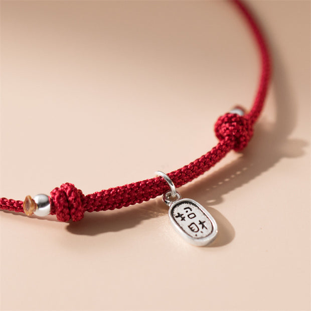 Buddha Stones 999 Sterling Silver Luck Bamboo Attract Fortune Colorful Red Rope Bracelet