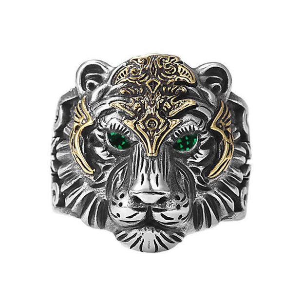 Buddha Stones Tiger King Protection Lucky Ring Ring BS 6
