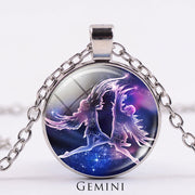 12 Constellations of the Zodiac Moon Starry Sky Protection Blessing Necklace Pendant Necklaces & Pendants BS Silver Gemini