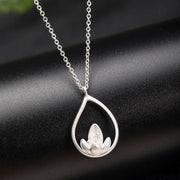 Buddha Stones 925 Sterling Silver Lotus Flower Floral Enlightenment Necklace Pendant Necklaces & Pendants BS 5