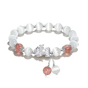 FREE Today: Accumulate Energy Natural Cat's Eye Moonstone Strawberry Quartz PiXiu Support Bracelet