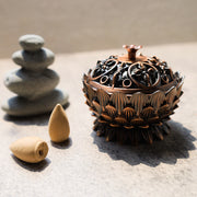 Buddha Stones Tibetan Lotus Shaped Purify Incense Burner Incense Burner BS main