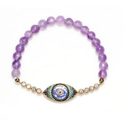 Buddha Stones Amethyst Crystal Evil Eye Zircon Positive Transformation Bracelet Bracelet BS 1