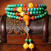 Buddha Stones 108 Mala Beads Tibetan Turquoise Dzi Bead Protection Bracelet Mala Bracelet BS 9
