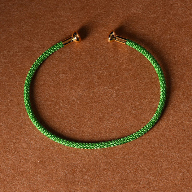 Buddha Stones Simple Design Handmade Luck Braid String Cuff Bracelet Bracelet BS Green