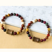 Buddha Stones Tibet Multicolored Sandalwood Om Mani Padme Hum Protection Bracelet Bracelet BS 12