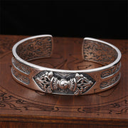 Buddha Stones 925 Sterling Silver Vajra Dorje Engraved Spiritual Power Bracelet Bangle