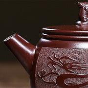 Buddha Stones Yixing Handmade Brown Dragon Purple Clay Kung Fu Teapot 240ml