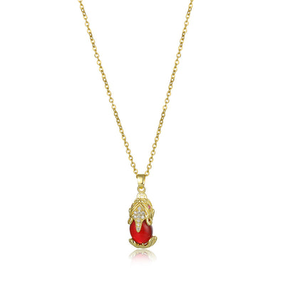 Buddha Stones Natural Garnet Pixiu Fortune Necklace Necklaces & Pendants BS Red Garnet