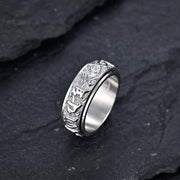 Buddha Stones Om Mani Padme Hum Balance Calm Titanium Steel Ring Rings BS 9