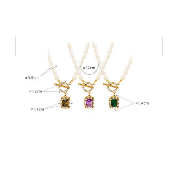 Buddha Stones Pearl Zircon Wealth Charm Necklace Pendant Necklaces & Pendants BS 15