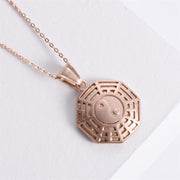 Buddha Stones Bagua Yin Yang Titanium Steel Balance Necklace Chain Pendant Necklaces & Pendants BS Rose Gold