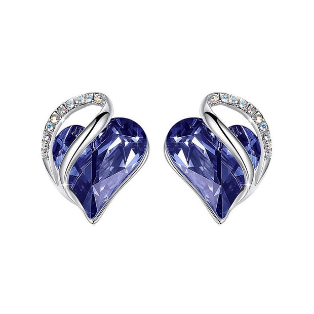 Natural Various Gemstone Birthstone Crystal Love Stud Earrings (Extra 40% Off | USE CODE: FS40) Earrings BS 09a-September-Bermuda Sapphire Blue