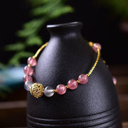 Buddha Stones Natural Strawberry Quartz Moonstone Positive Bracelet Bracelet BS Strawberry Quartz&Moonstone