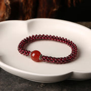 Buddha Stones Natural Garnet Pink Crystal Red Agate Amazonite Bead Protection Bracelet Bracelet BS 8