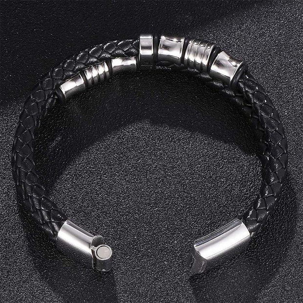Buddha Stones Layered Leather Weave Fortune Bracelet Bracelet BS 15