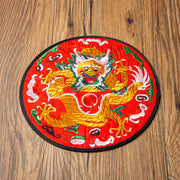 Buddha Stones Dragon Embroidery Cup Mat Pad Tea Cup Coaster Kung Fu Tea Mat Tea Mat BS Red Dragon