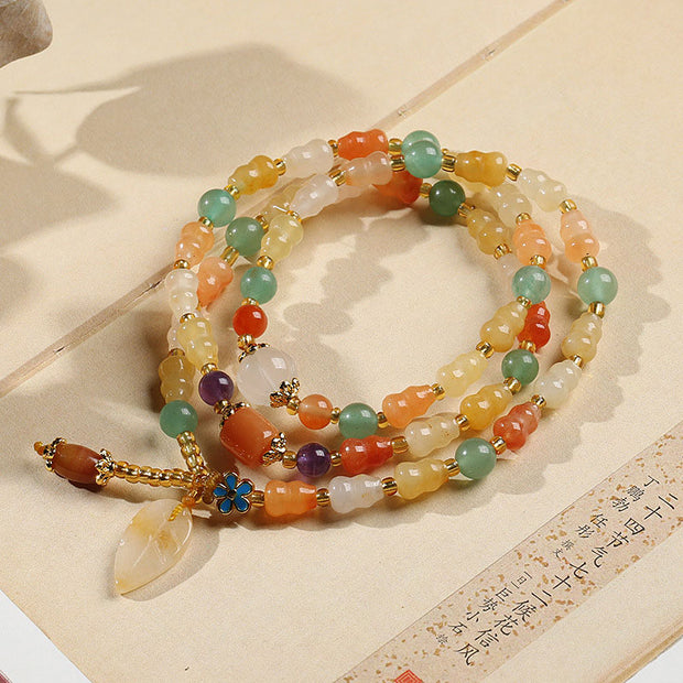 Buddha Stones Golden Silk Jade Gourd Wealth Bracelet Bracelet BS 2