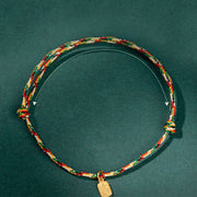 Buddha Stones Auspicious Fu Character Peace And Joy Luck Handmade Multicolored Child Adult Bracelet