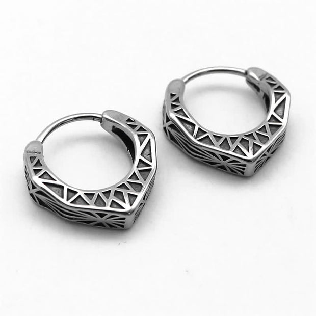 Buddha Stones Viking Hoop Titanium Steel Balance Earrings Earrings BS 6