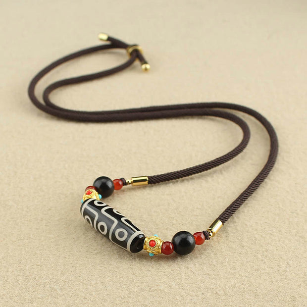 Buddha Stones Tibetan Nine-Eye Dzi Bead Protection Blessings String Necklace Pendant Necklaces & Pendants BS 2