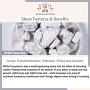Buddha Stones 3pcs Natural White Turquoise Frosted Stone Bead Yin Yang Wealth Bracelet Bracelet BS 12