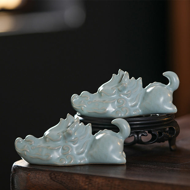 Buddha Stones Year Of The Dragon Luck Ceramic Tea Pet Home Figurine Decoration Decorations BS A Pair of Dragon Tea Pets