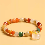 Buddha Stones 14K Gold Plated Colorful Golden Silk Jade Peace Buckle Wealth Bracelet Bracelet BS 1