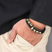 Buddha Stones Layered Leather Weave Fortune Bracelet Bracelet BS 9