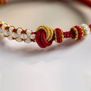 Buddha Stones Handmade True Love Knot Peach Blossom Charm Luck Rope Bracelet Bracelet BS 13