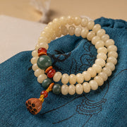 Buddha Stones Bodhi Seed Lotus Pod Charm Peace Double Wrap Bracelet