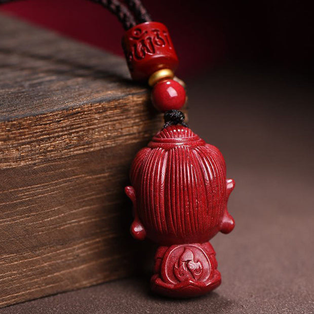 Buddha Stones Chinese Zodiac Natal Buddha Natural Cinnabar Amulet Keep Away Evil Spirits Necklace Pendant Necklaces & Pendants BS 3
