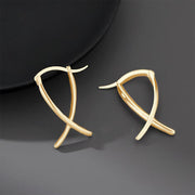 Buddha Stones Geometric Cross Design Luck Hoop Earrings Earrings BS Gold