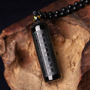 Buddha Stones Natural Black Obsidian Heart Sutra Purification Necklace Pendant Necklaces & Pendants BS 3