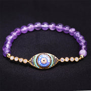 Buddha Stones Amethyst Crystal Evil Eye Zircon Positive Transformation Bracelet Bracelet BS 3