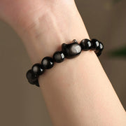 FREE Today: Absorbing Negative Energy Gold Silver Sheen Obsidian Cute Cat  Protection Bracelet FREE FREE 14