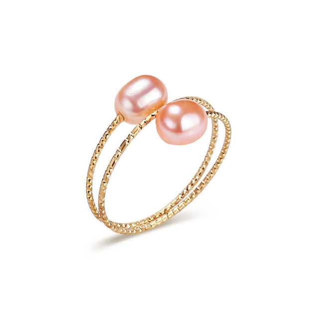 Pearl Happiness Wealth Double Single Ring Ring BS Double Pink Pearl
