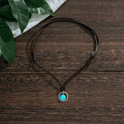 Buddha Stones Round Turquoise Stone Protection Strength Necklace Pendant Necklaces & Pendants BS 2