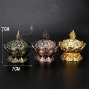 Buddha Stones Tibetan Lotus Shaped Purify Incense Burner Incense Burner BS 2